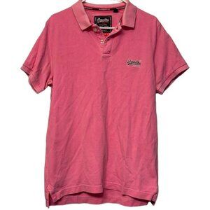 Men's Superdry Official Hyper Classic Pique Polo Pink Shirt Size XL GUC #7218